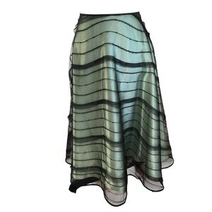 Adrianna Papell Mesh A-Frame Whimsigoth Fairy Etherial Green Festival Skirt Sz 6